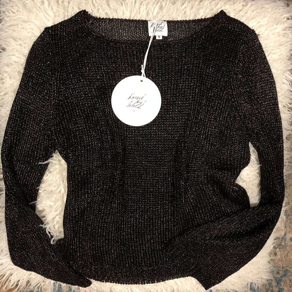 Black Metallic Mesh Top